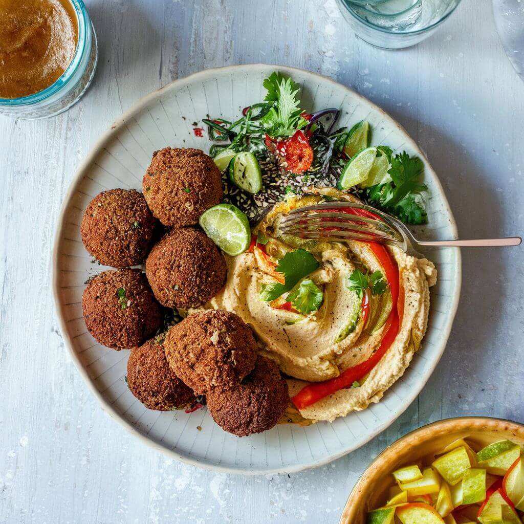 Falafel, Hummus, Aubergine