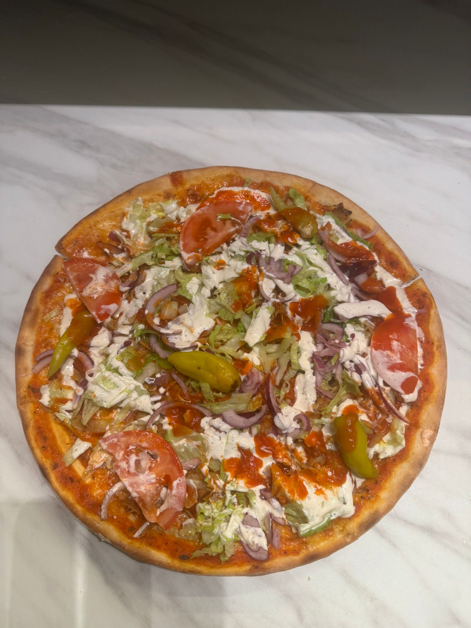 Kyckling kebab pizza