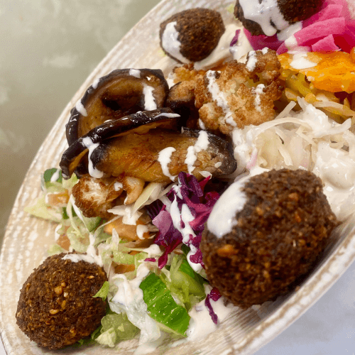 Falafel, Blomkål, Aubergine